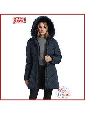 Women's Long Thicken Parka Jacket Hooded Faux Fur Trim Winter Coat